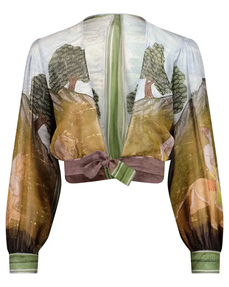 Giambattista Valli Wickelbluse mit Landschafts-Print - Mehrfarbig Mehrfarbig