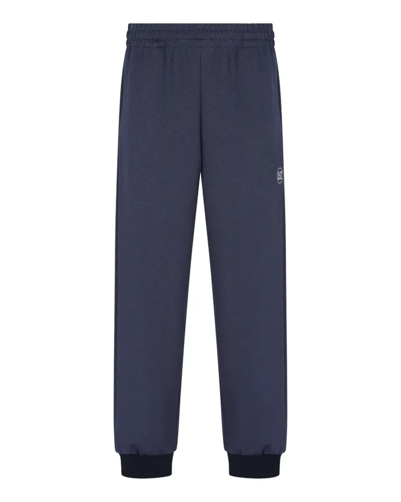EA7 logo-print elasticated-waist track pants - Blau Blau