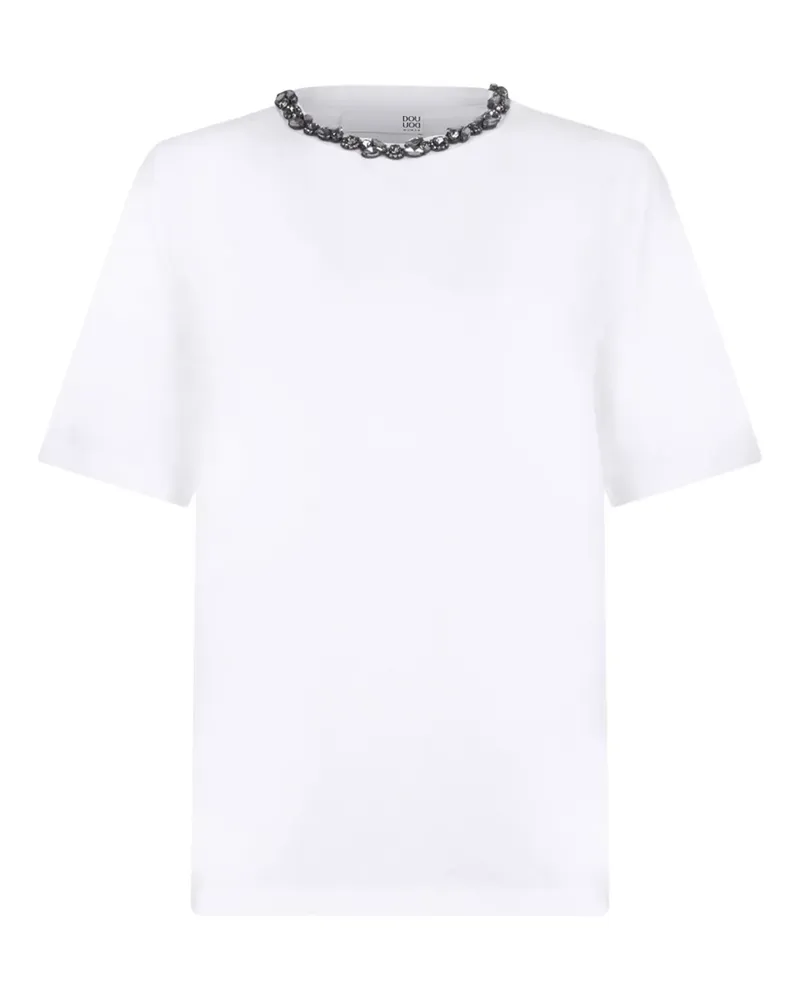 DOUUOD T-Shirt mit kristallverziertem Totenkopf - Weiß Weiß