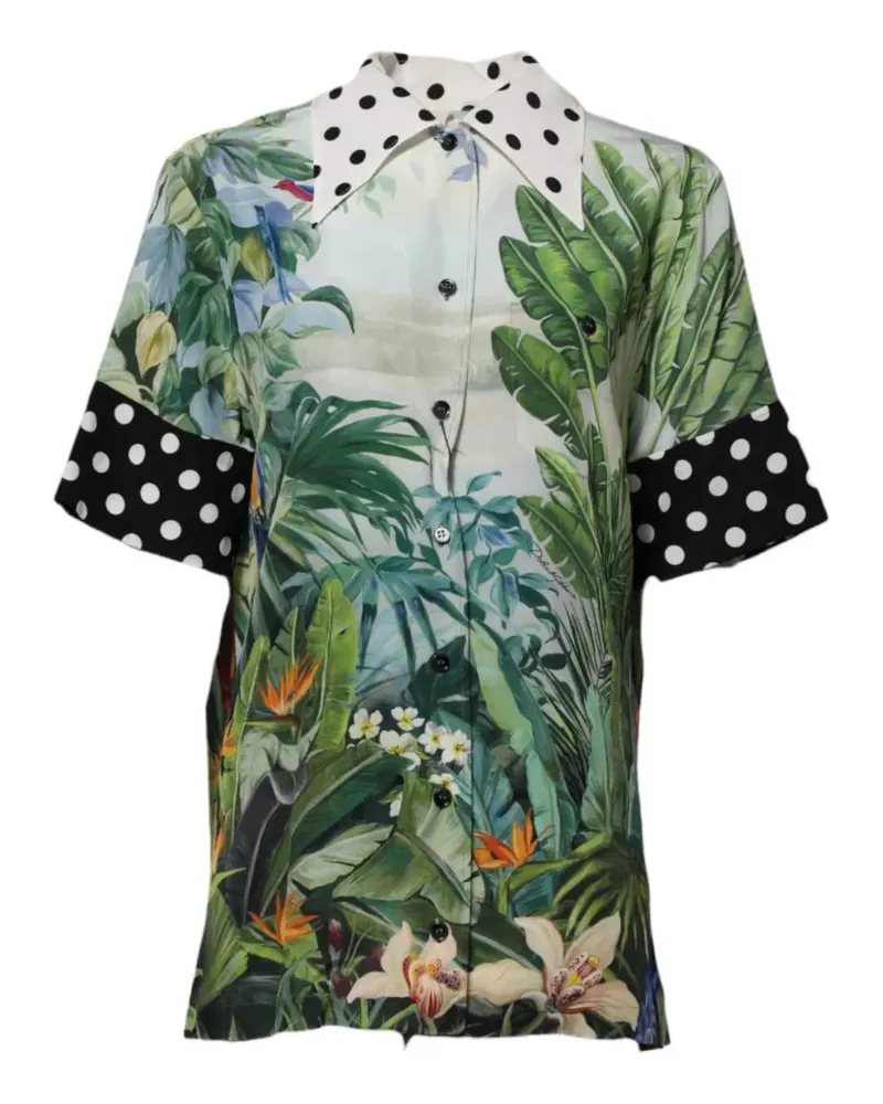 Dolce & Gabbana Seidenhemd mit Blumenmuster - Grün Grün
