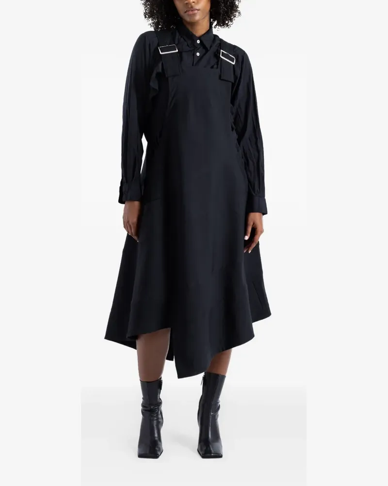 Comme des Garçons asymmetric-hem apron-style midi dress - Schwarz Schwarz