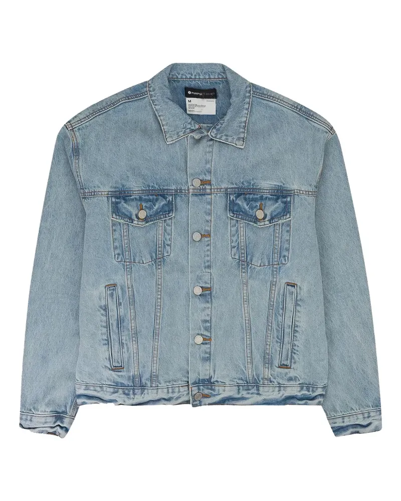PURPLE BRAND STADIUM "Indigo" Jeansjacke mit Logo-Stickerei - Blau Blau