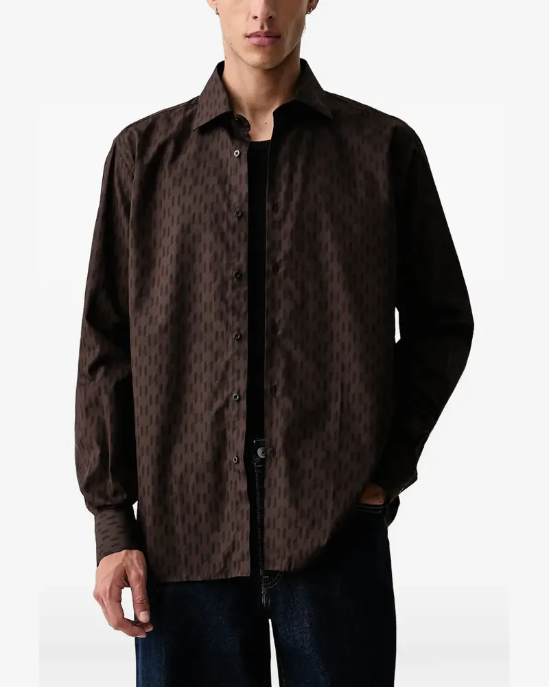Karl Lagerfeld monogram-print long-sleeve shirt - Braun Braun
