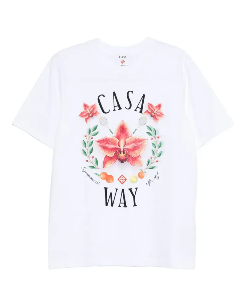 Casablanca Paris T-Shirt mit Blumen-Print - Weiß Weiß