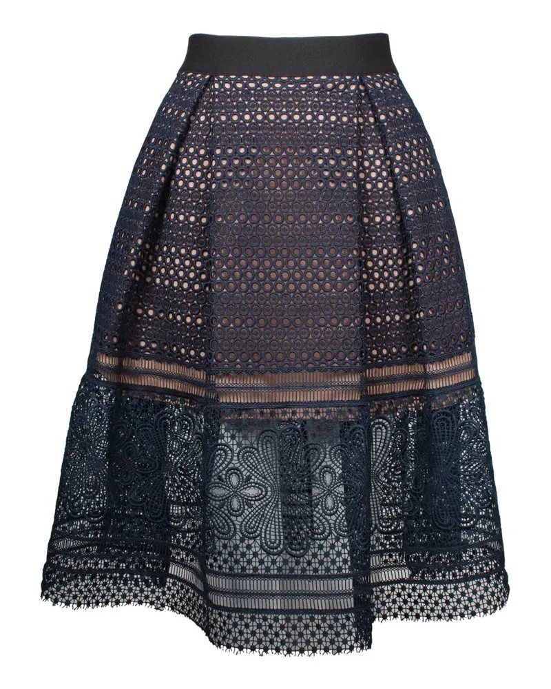 Self-Portrait Sofia pleated lace midi skirt - Blau Blau