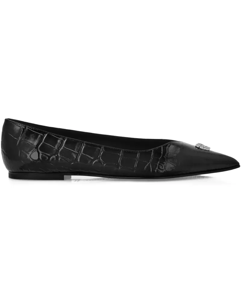 Philipp Plein Flache Pumps mit Totenkopf - Schwarz Schwarz
