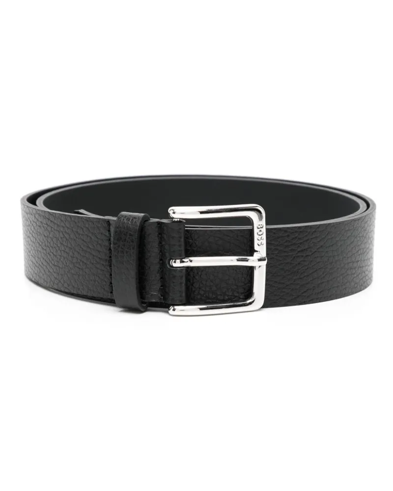 HUGO BOSS Ledergürtel mit Logo-Gravur - Schwarz Schwarz