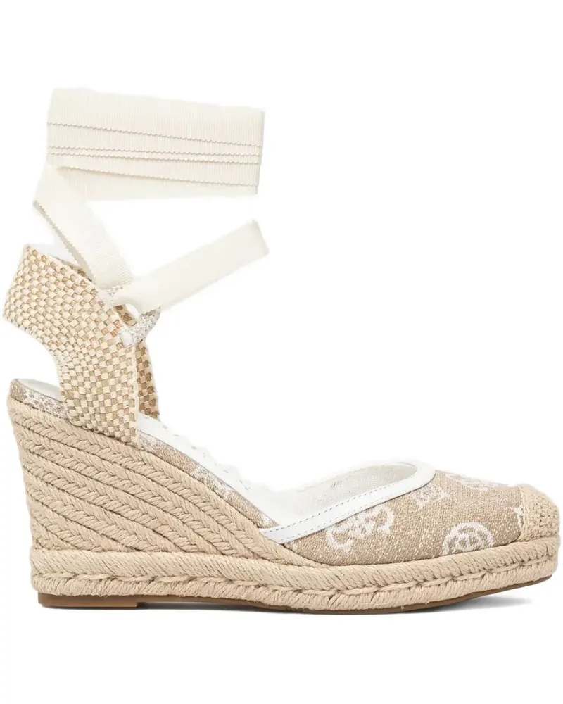 Guess Wedge-Espadrille-Sandalen mit Stickerei - Nude Nude