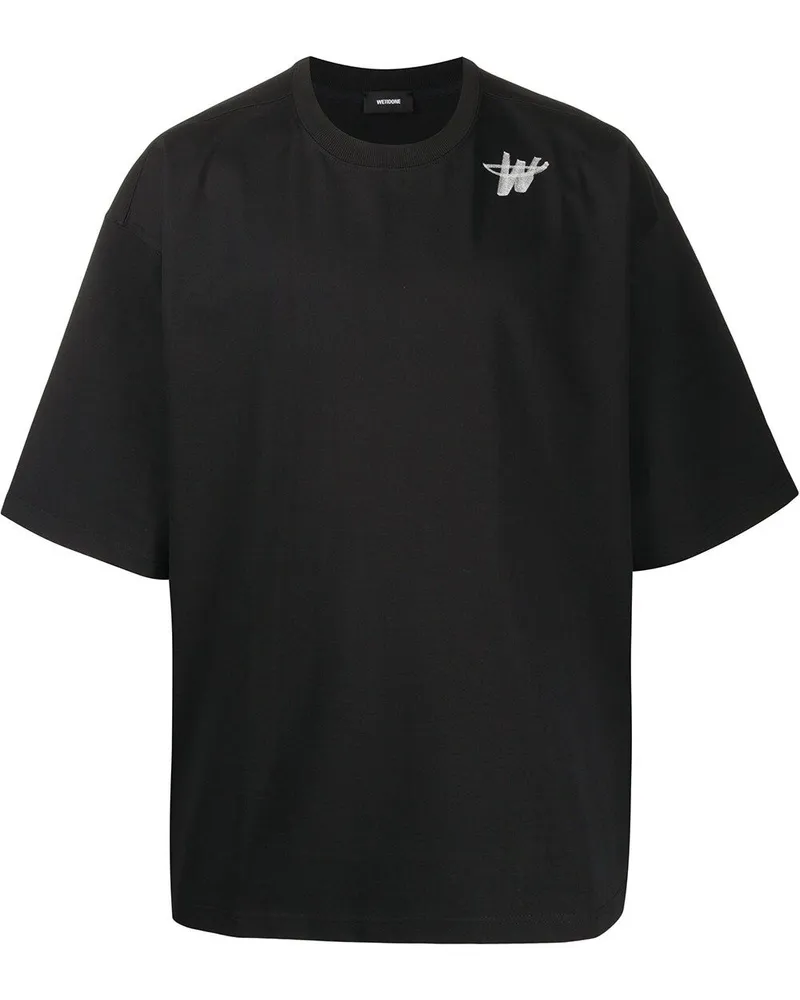 WE 11 DONE Oversized-T-Shirt mit Logo - Schwarz Schwarz
