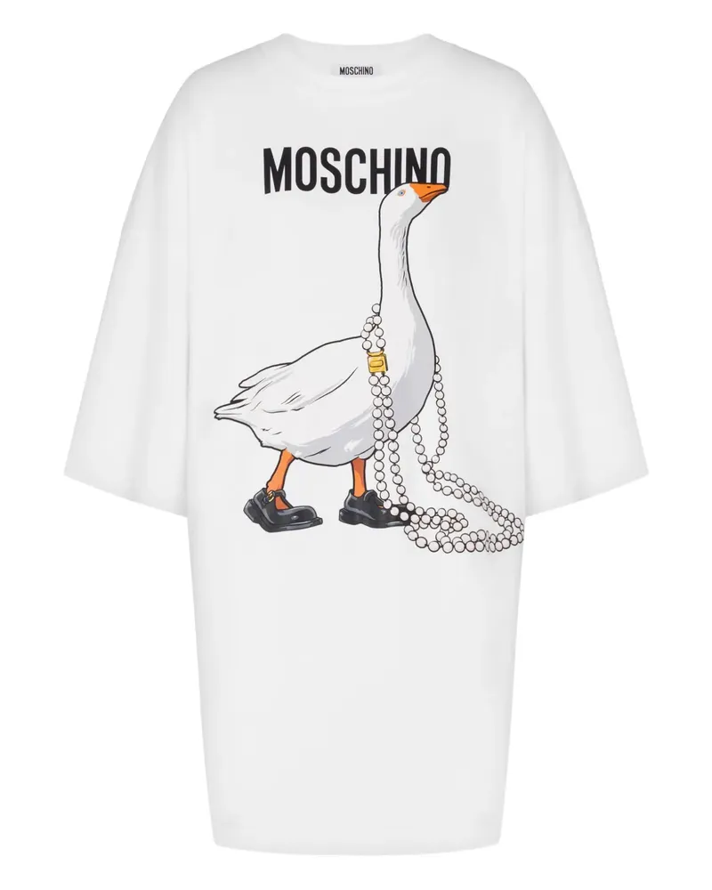 Moschino goose-print dress - Weiß Weiß