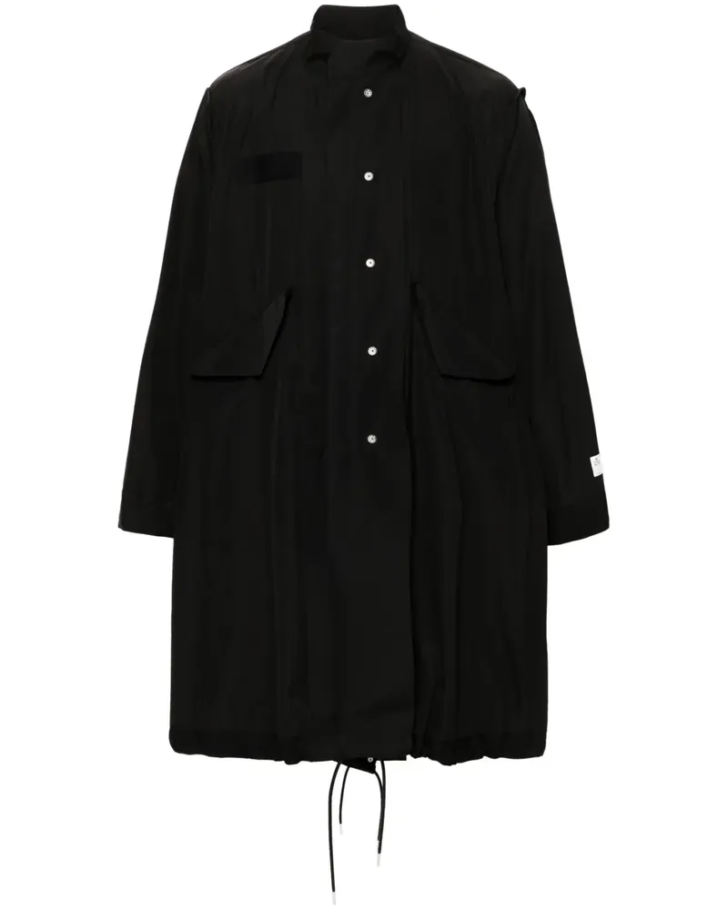 Sacai Thomas Mason Mantel mit Fishtail-Design - Schwarz Schwarz