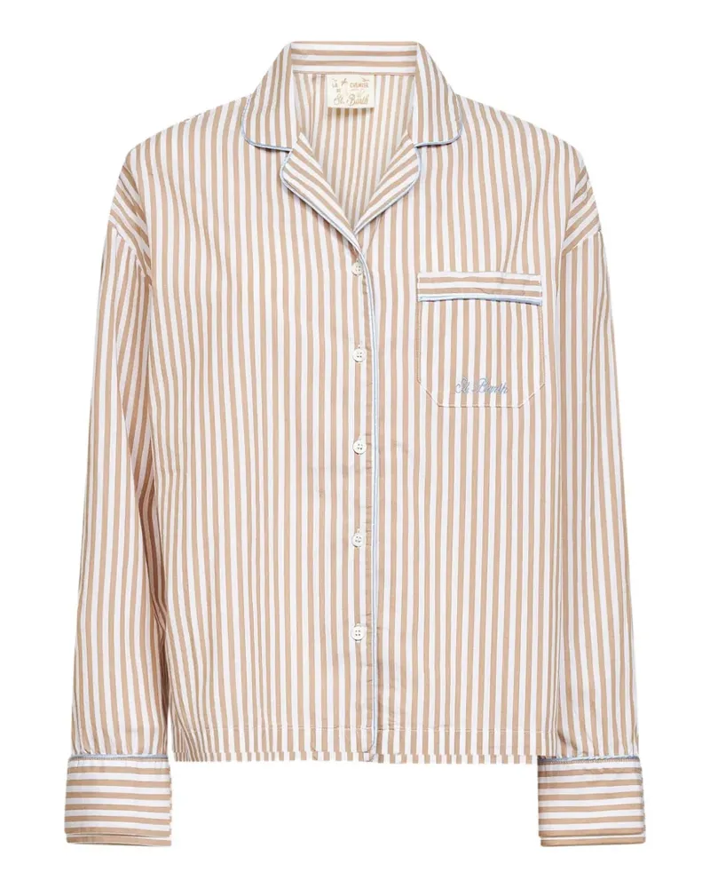 MC2 Saint Barth striped-pattern piping-detailing shirt - Nude Nude