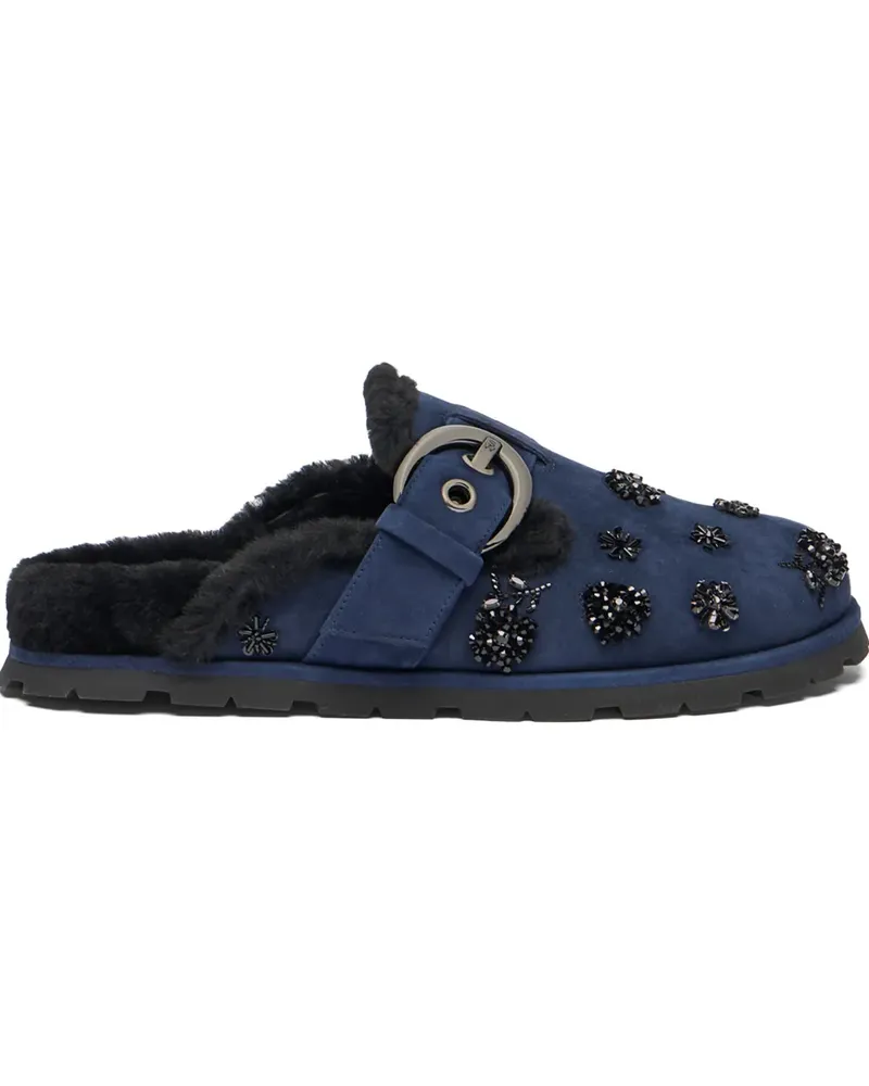 Stuart Weitzman Chrystie Mules mit Shearling-Schnalle - Blau Blau