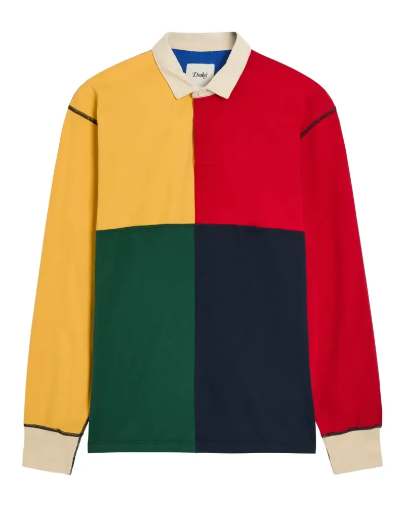 Drake's colour-block long-sleeves polo shirt - Gelb Gelb