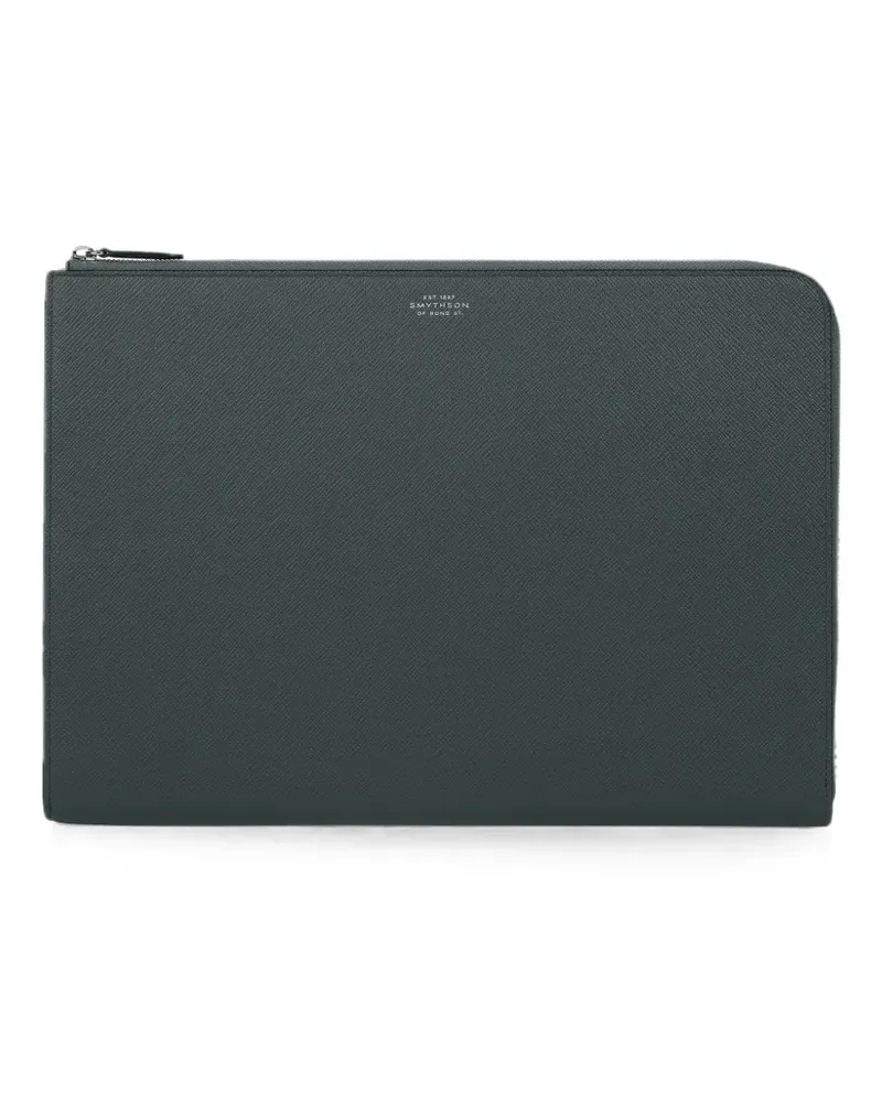Smythson Große Laptophülle aus Panama-Leder - Grün Grün