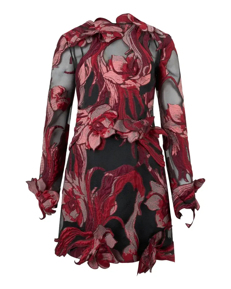 Alberta Ferretti Minikleid mit Blumenmuster - Schwarz Schwarz