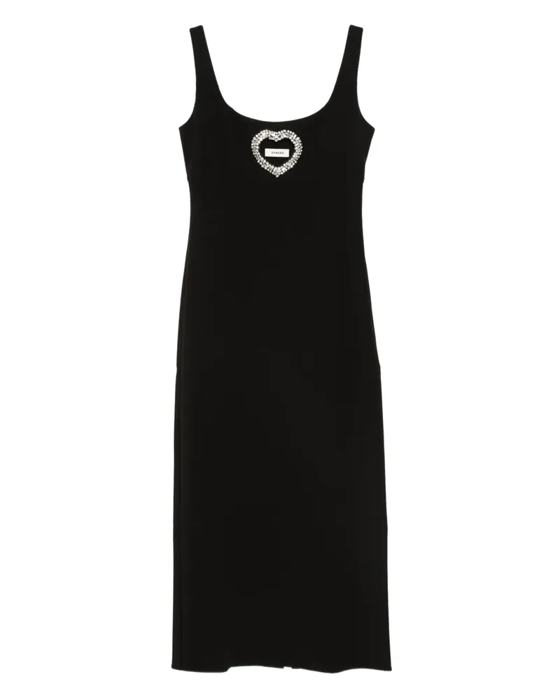 Sandro Ärmelloses Midikleid mit Herzdetail - Schwarz Schwarz
