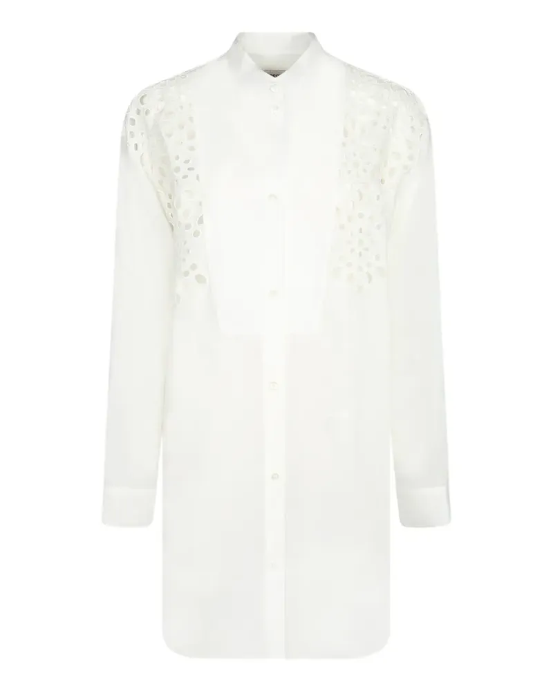 Moschino broderie-anglaise bib-detail mini shirt dress - Weiß Weiß