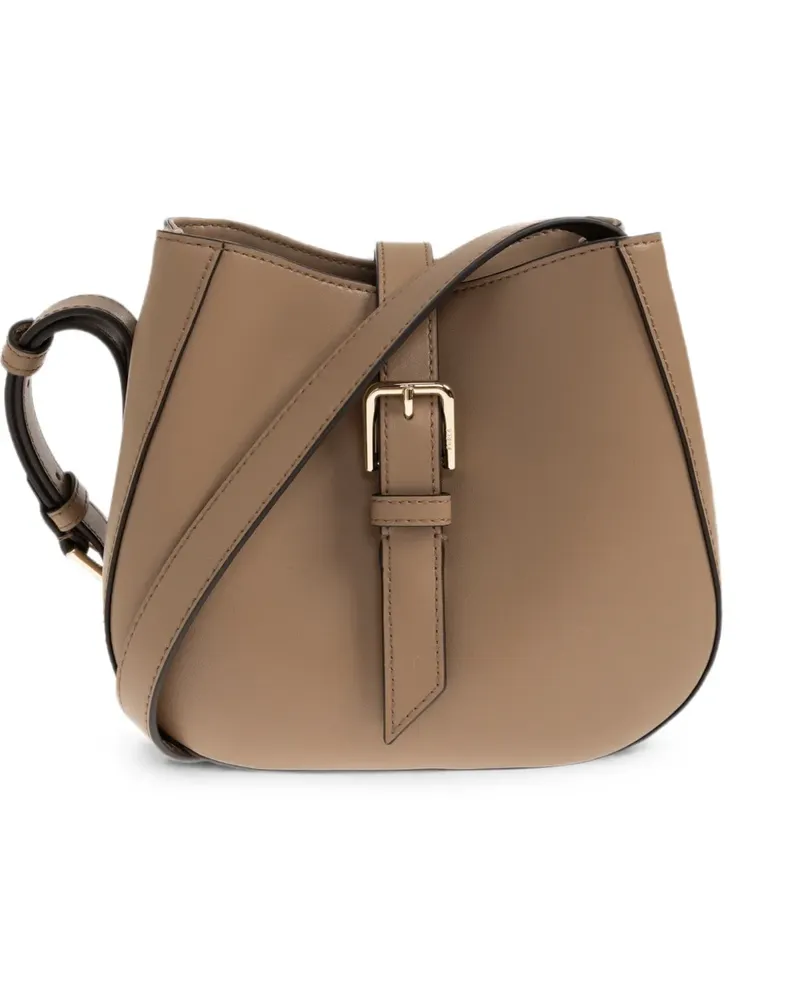 Furla mini Dora buckle-strap leather shoulder bag - Braun Braun