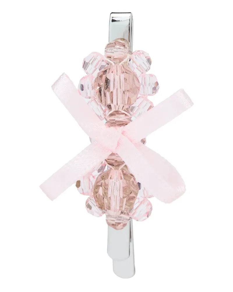 Simone Rocha bow crystal flower hair clip - Silber Silber