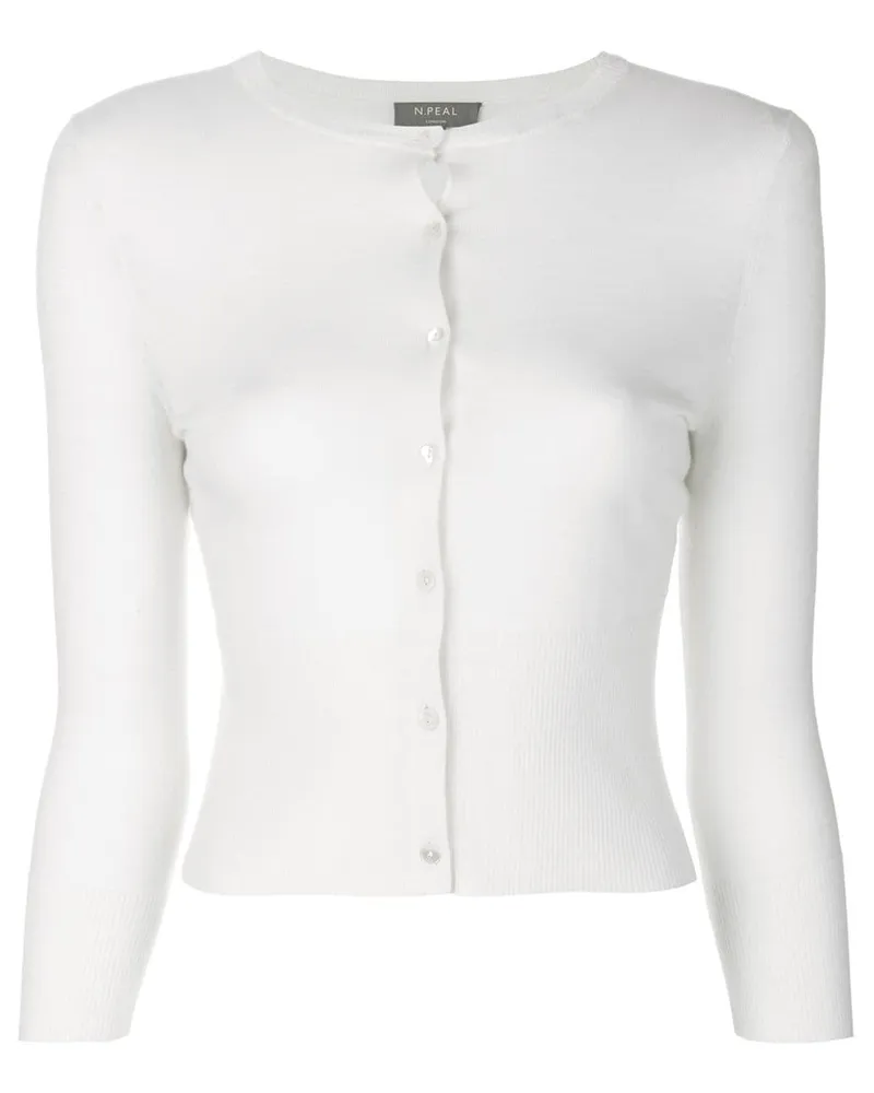 N.Peal Superfine' Cropped-Kaschmircardigan - Weiß Weiß