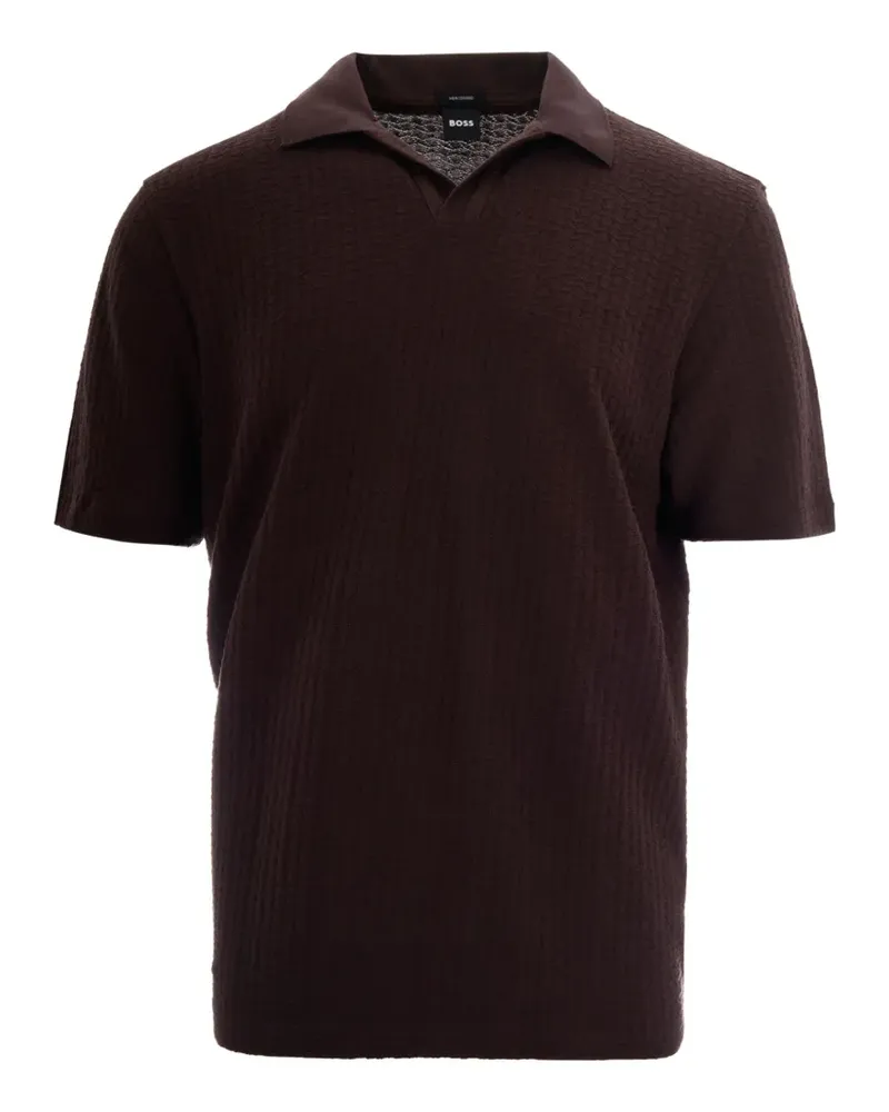HUGO BOSS Johnny textured-knit polo shirt - Braun Braun