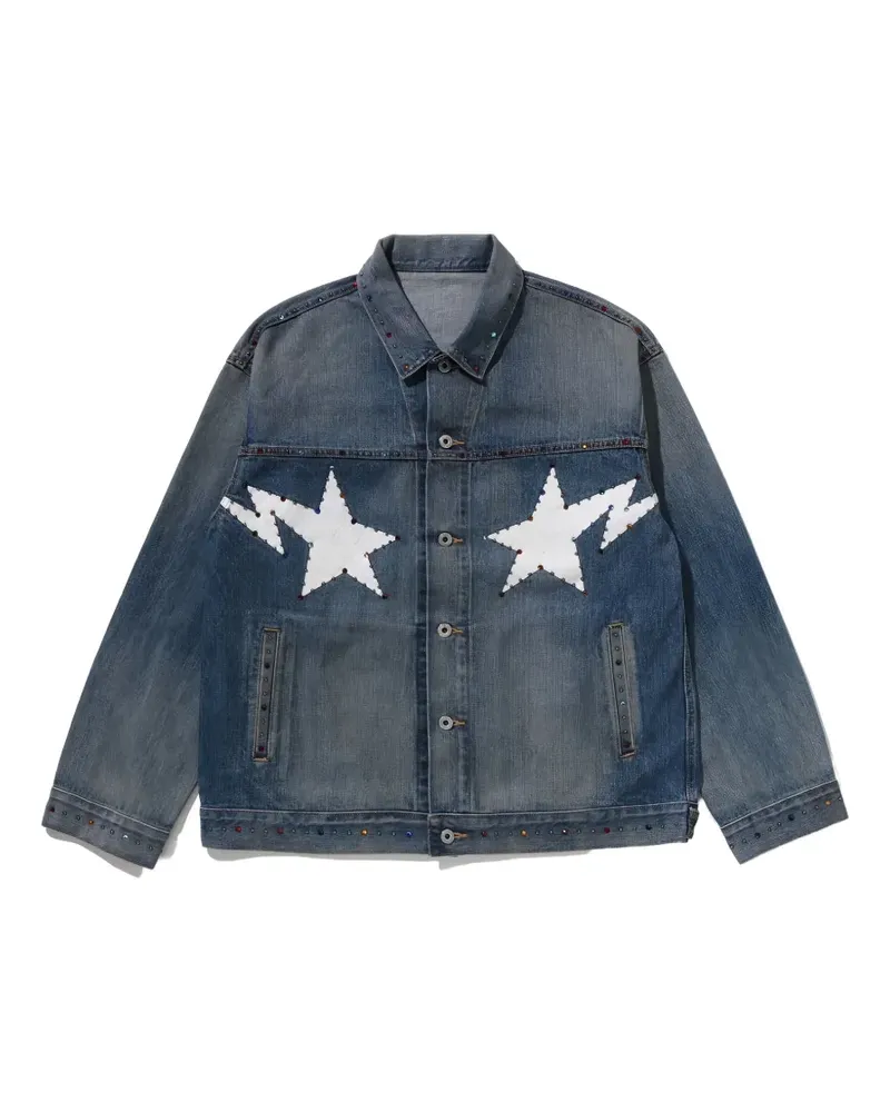 BAPE Jeansjacke mit Kristallen - Blau Blau