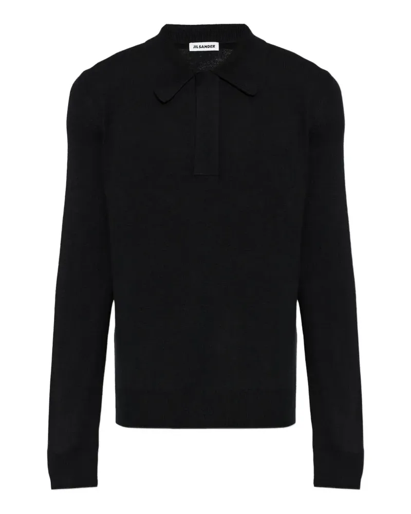 Jil Sander wool long-sleeve polo shirt - Schwarz Schwarz