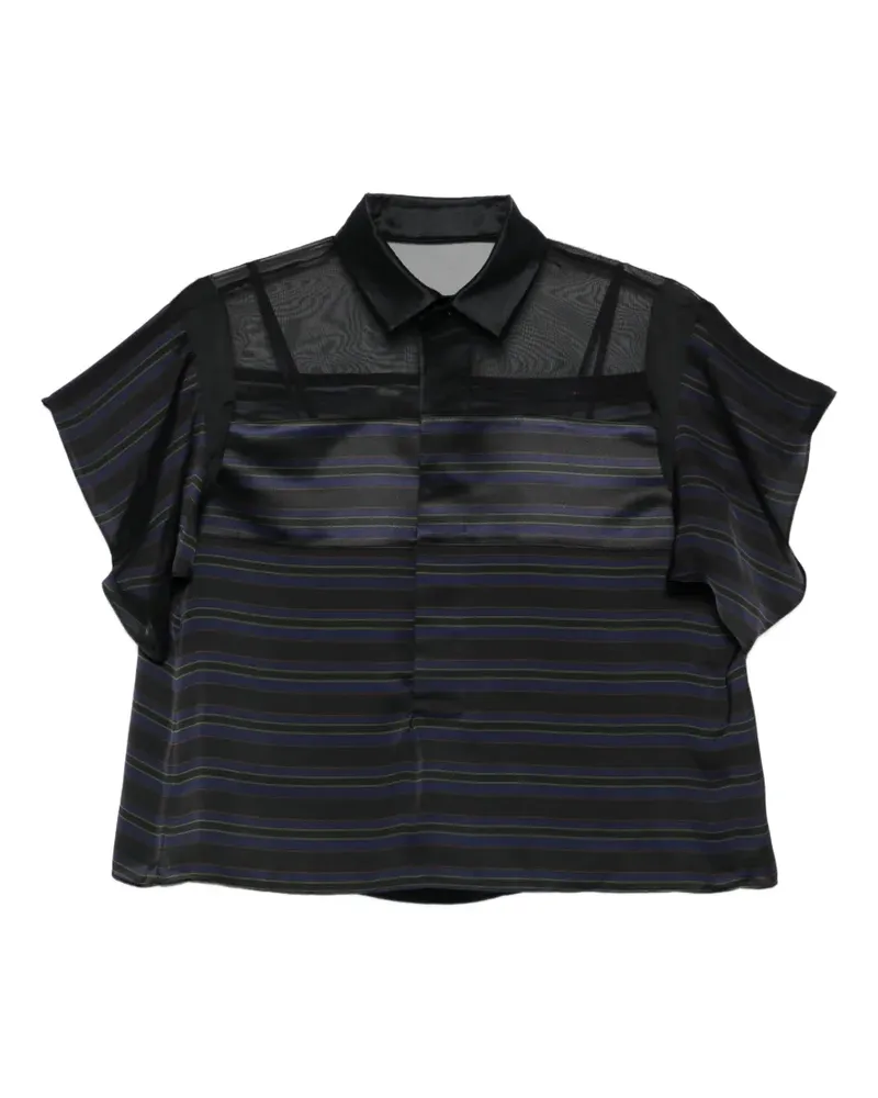 Sacai Gestreifte Bluse aus Mesh - Schwarz Schwarz
