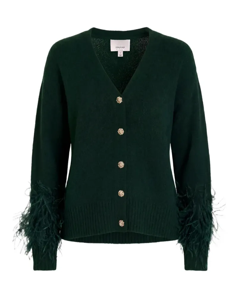 Cinq à Sept Briana feather-trim cardigan - Grün Grün
