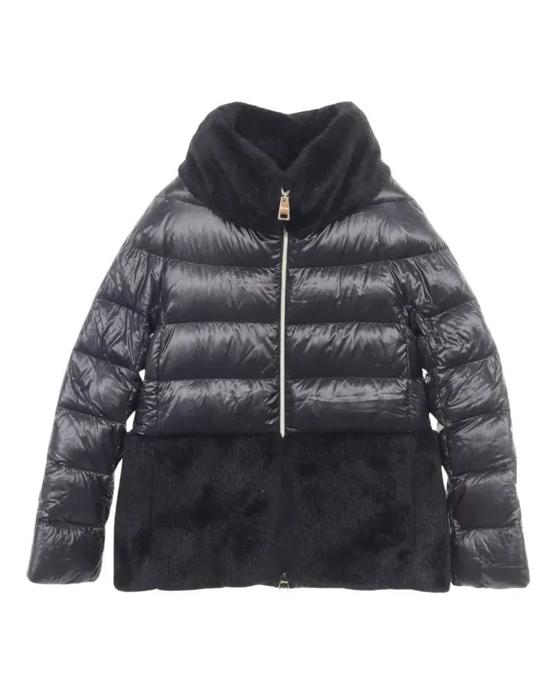 Herno 2010s Daunenjacke mit Einsätzen aus Faux Fur - Schwarz Schwarz