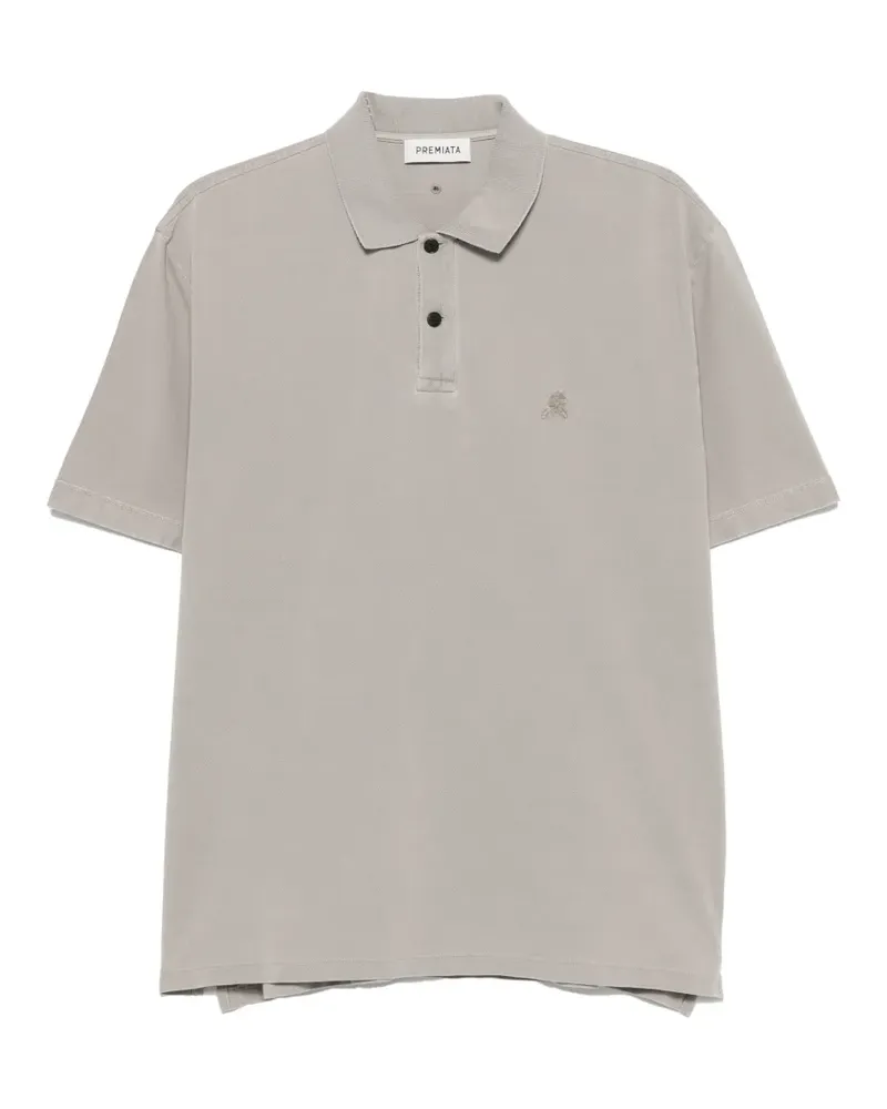 Premiata logo-embroidered short-sleeve polo shirt - Grau Grau