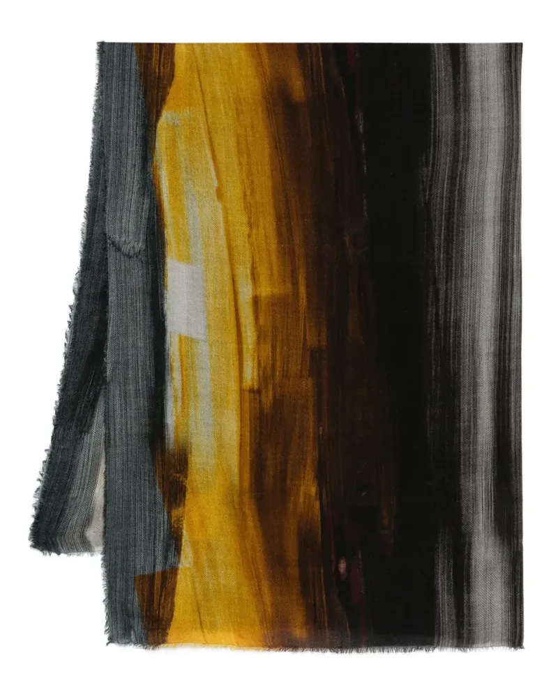 Faliero Sarti Seidenschal mit Malerei-Print - Braun Braun