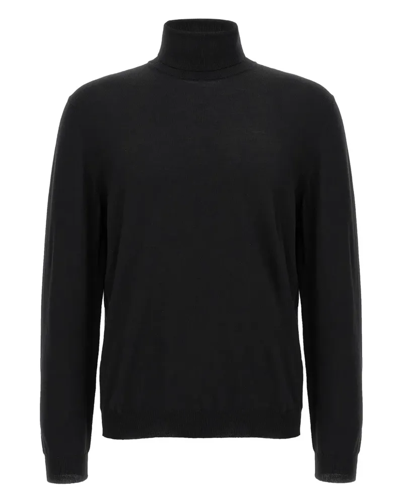 Zanone Rollkragenpullover mit Umschlag - Schwarz Schwarz