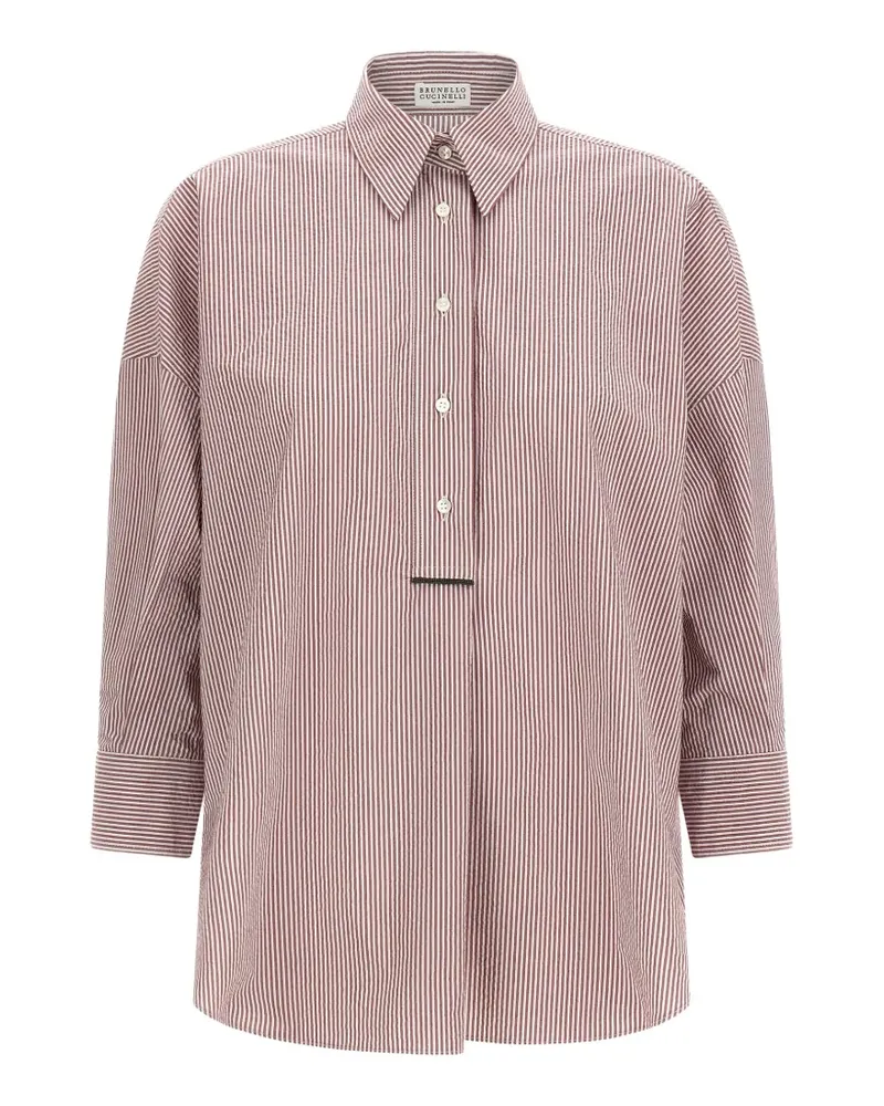 Brunello Cucinelli Gestreiftes Hemd - Weiß Weiß