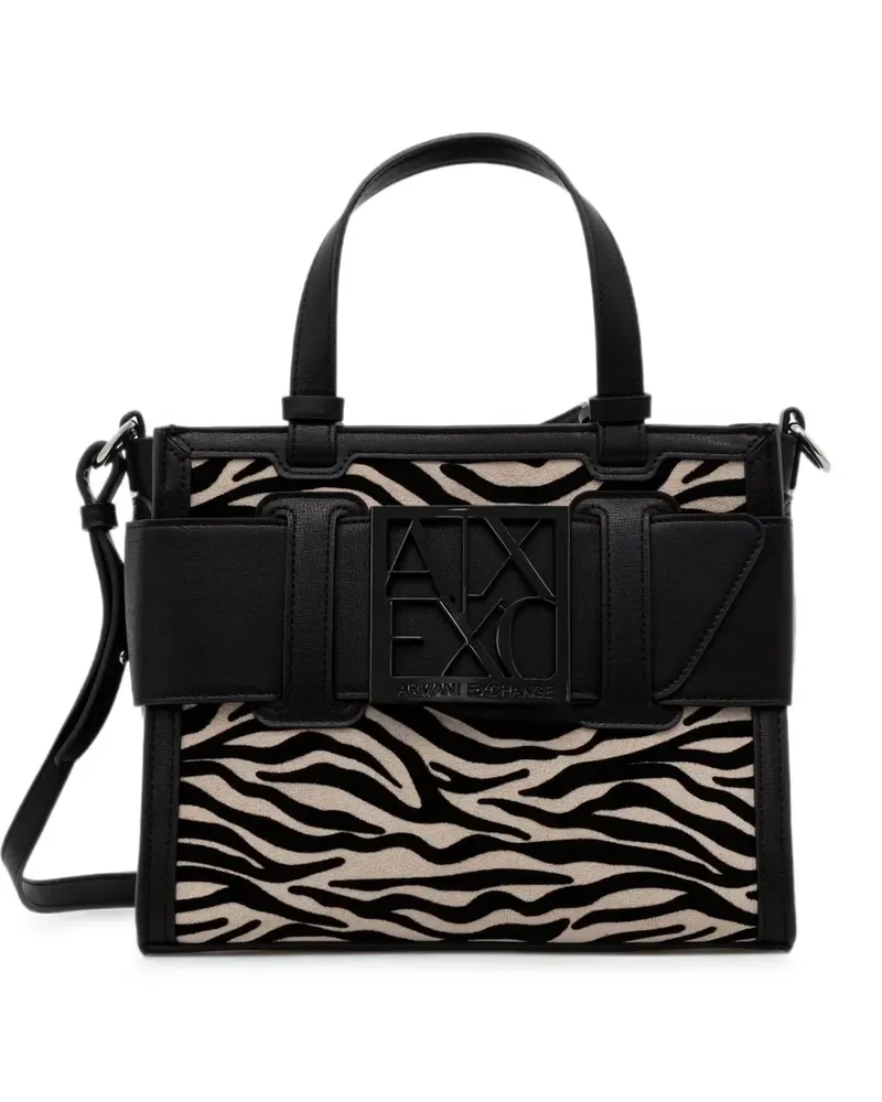 Armani Exchange Tote Bag mit Animal-Print - Schwarz Schwarz