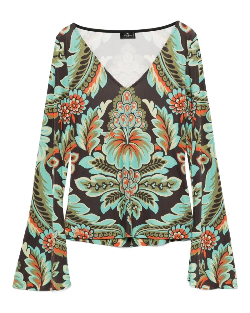 Etro T-Shirt mit Blumen-Print - Schwarz Schwarz