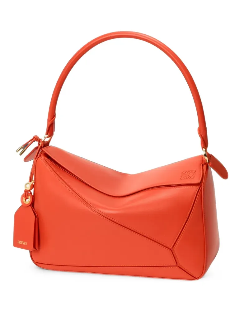 Loewe Mittelgroße Featherlight Puzzle Schultertasche - Orange Orange