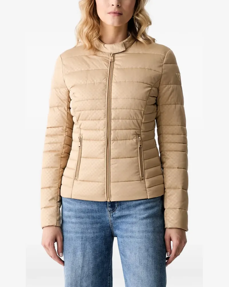 Guess quilted logo-plaque puffer jacket - Nude Nude