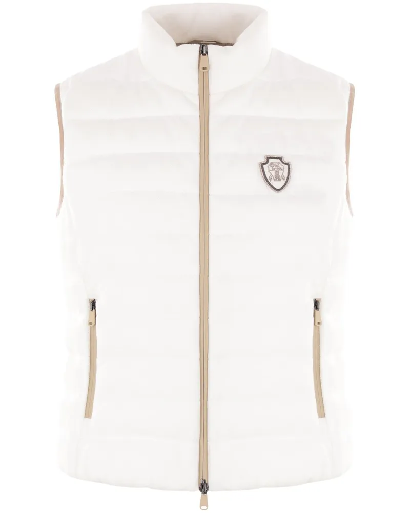 Brunello Cucinelli Weste mit Logo-Applikation - Weiß Weiß
