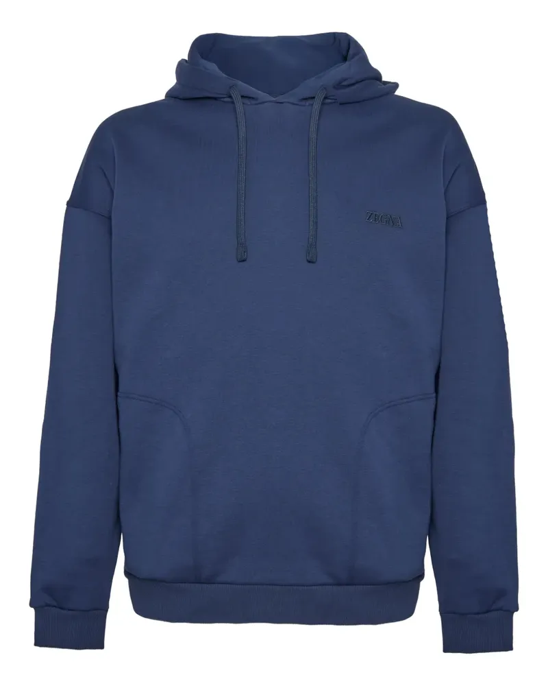 Ermenegildo Zegna logo-embroidered hoodie - Blau Blau