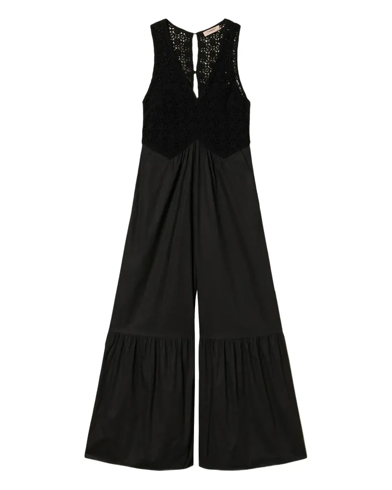 Twin-Set Jumpsuit mit Häkeldetail - Schwarz Schwarz