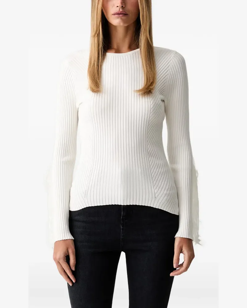 Twin-Set Pullover mit Spitzenbesatz - Weiß Weiß