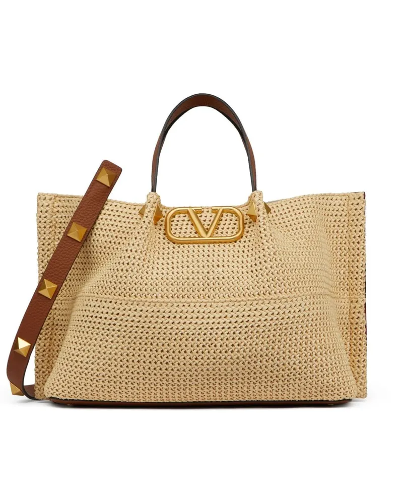 Valentino Garavani Mittelgroße Summer Shopper aus Stroh - Nude Nude