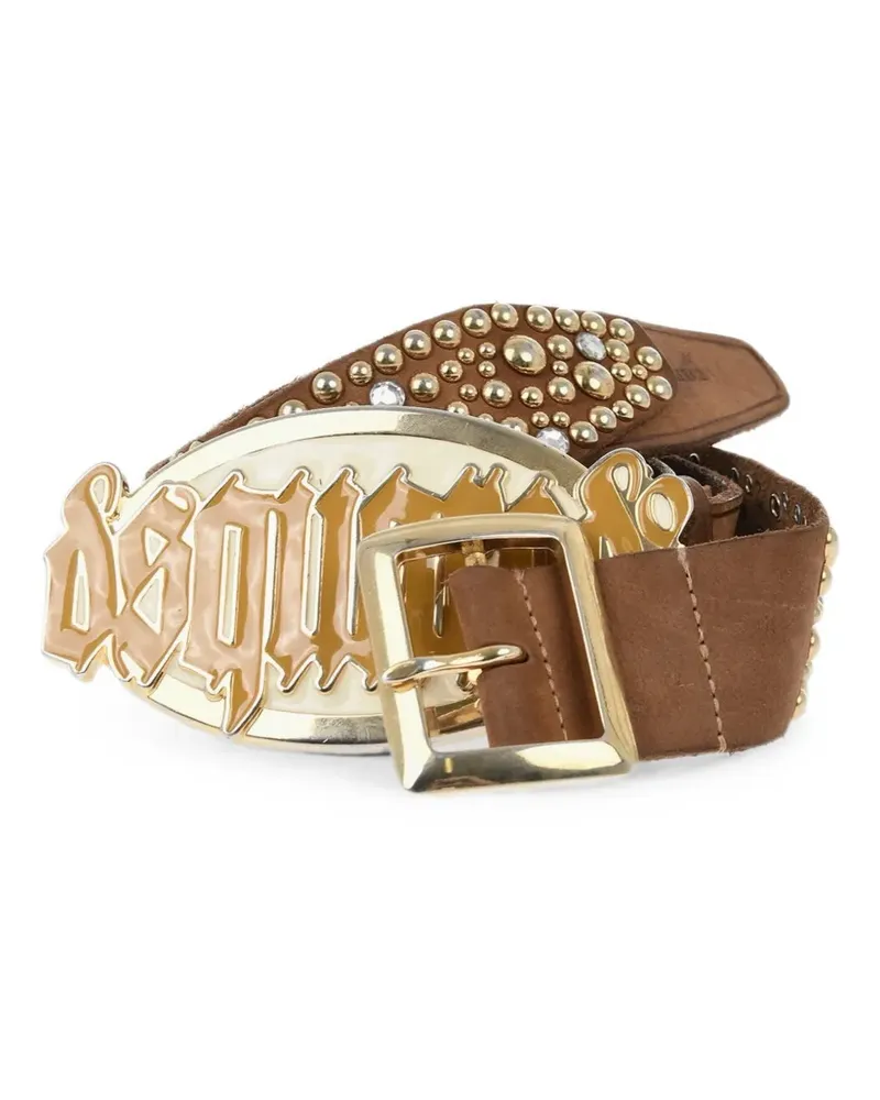 Dsquared2 studded logo-buckle belt - Braun Braun