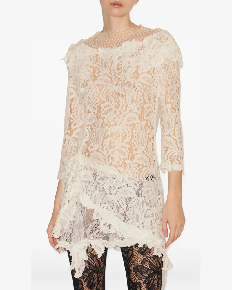 Isabel Marant Gerüschtes Rubiana Kleid mit Blumenspitze - Weiß Weiß
