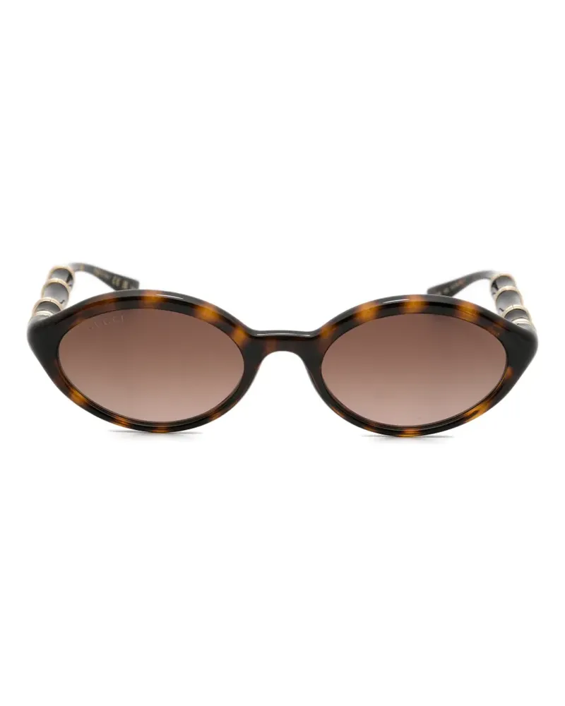 Gucci Bamboo Sonnenbrille mit ovalem Gestell - Braun Braun