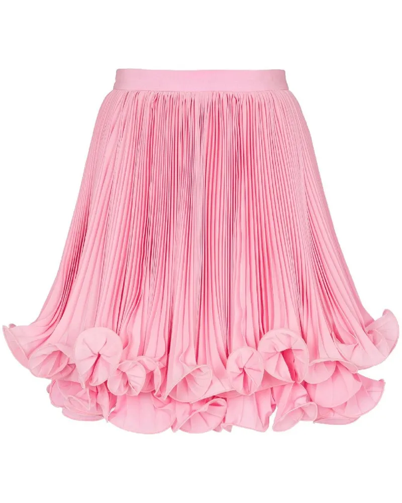 Balmain Plissierter Rock mit Rüschensaum - Rosa Rosa