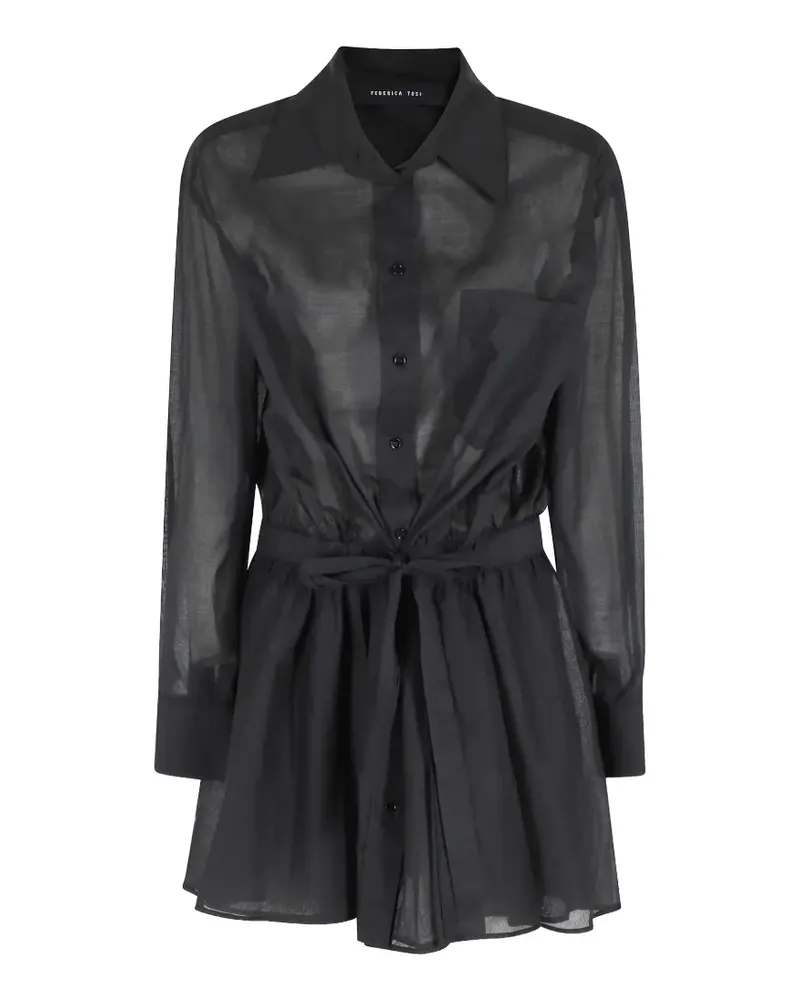 Federica Tosi drawstring-waist muslin dress - Schwarz Schwarz