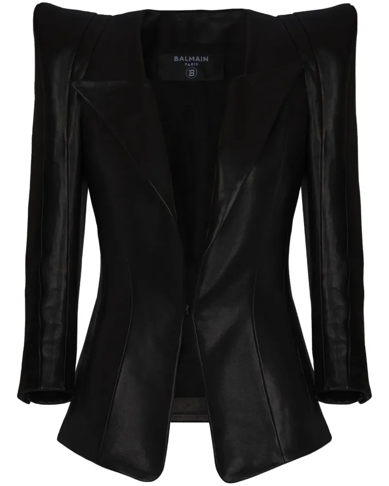 Balmain Taillierte Jacke aus Lammleder - Schwarz Schwarz